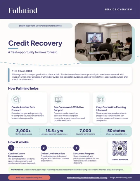 Credit Recovery one-pager from Fullmind
