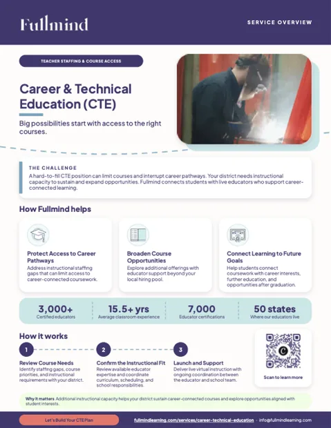 CTE Pathways one-pager from Fullmind