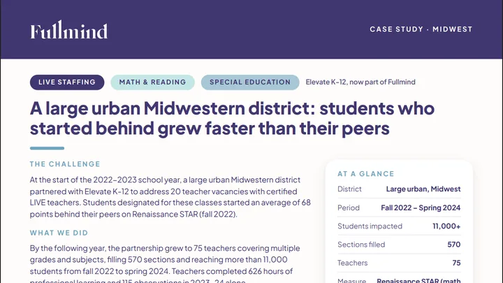First page of the Large urban Midwestern district case study (PDF)
