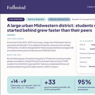 First page of the Large urban Midwestern district case study (PDF)