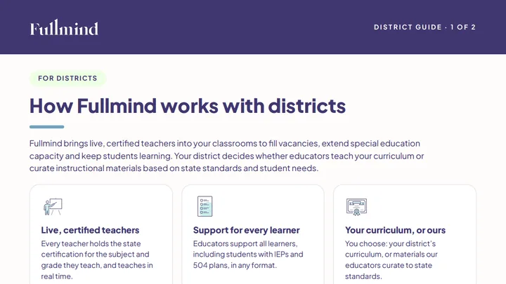First page of How Fullmind Works with Districts
