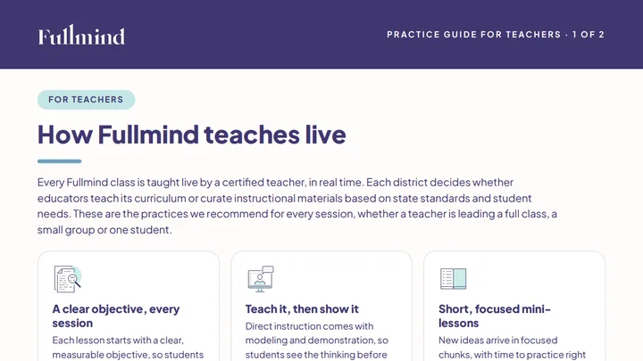 First page of How Fullmind Teaches Live (PDF)