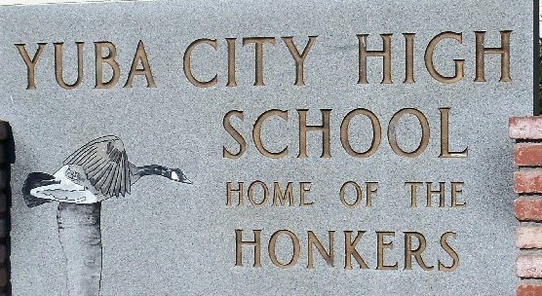 Yuba City High School sign, home of the Honkers; the district's tutoring program grew from 24 to 194 students