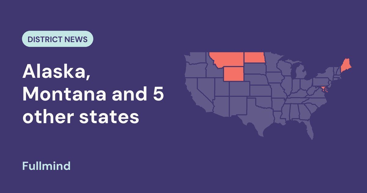 Map of the United States highlighting Alaska, Montana, Maine, Maryland, Hawaii, North Dakota and Wyoming